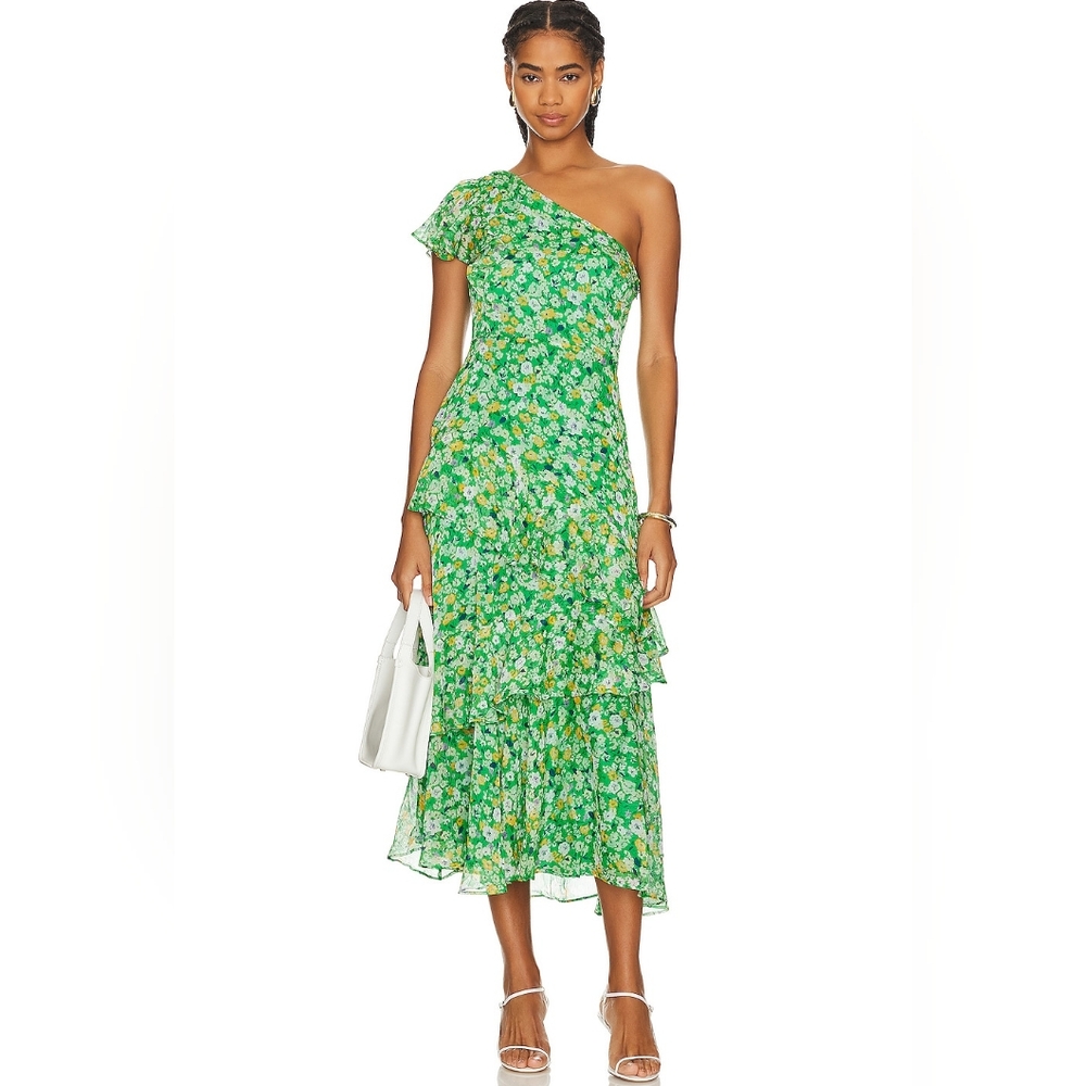 ASTR the Label Victoriana Dress in Bright Green Floral size XL